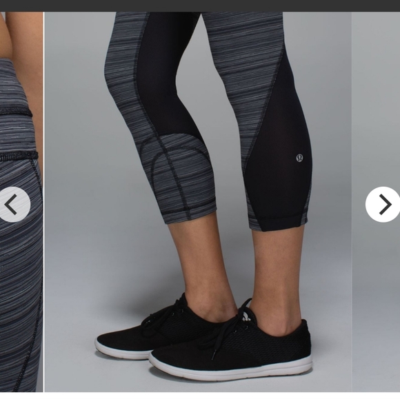 Lululemon Run Inspire Crop Leggings Cyber Stripe Deep Coal Black size 6 - Picture 7 of 16